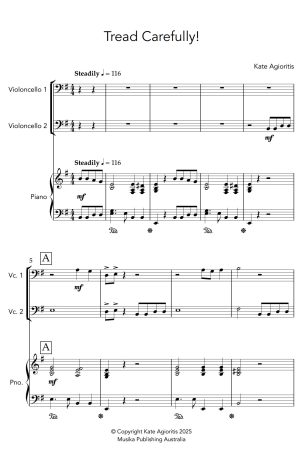 Tread Carefully – Cello Duet with Piano Accompaniment