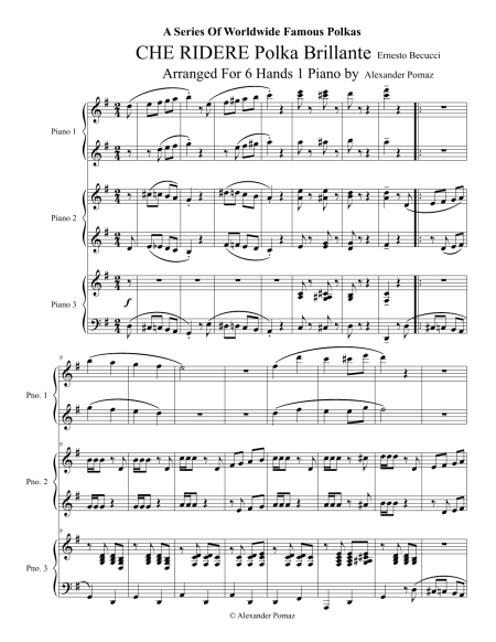 Che Ridere Polka - Ernesto Becucci - Alexander Pomaz - 6 Hands 1 Piano - Image 2