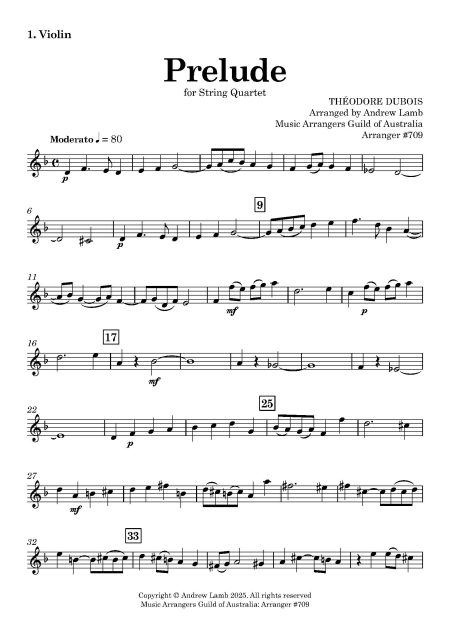 Théodore DUBOIS | Prelude | for String Quartet - Image 2