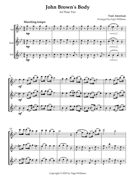 John Brown's Body, for Flute Trio