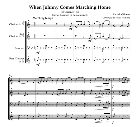 When Johnny Comes Marching Home, for woodwind trio
