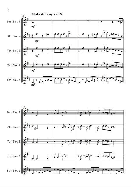 Down by the Riverside | Jazz Arrangement for Saxophone Quintet - Image 3