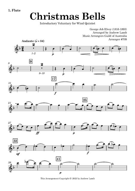 George Job Elvey |Christmas Bells | for Wind Quintet - Image 2