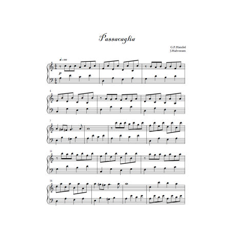 Passacaglia – Simplified Piano Arrangement (Handel-Halvorsen) | PDF Sheet Music