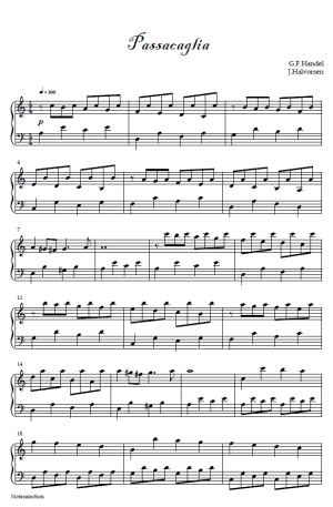 Passacaglia – Simplified Piano Arrangement (Handel-Halvorsen) | PDF Sheet Music