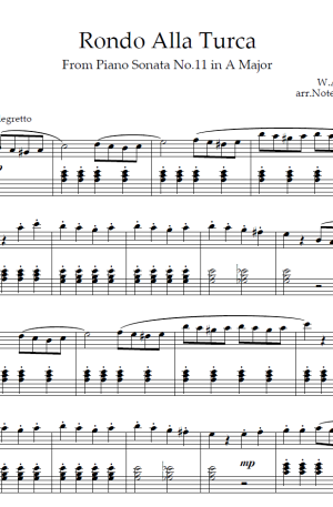 Mozart – Rondo Alla Turca | Simplified & Shortened Version | Piano Sheet Music PDF