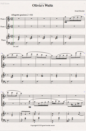 Olivia’s Waltz. Flute Duet and Piano