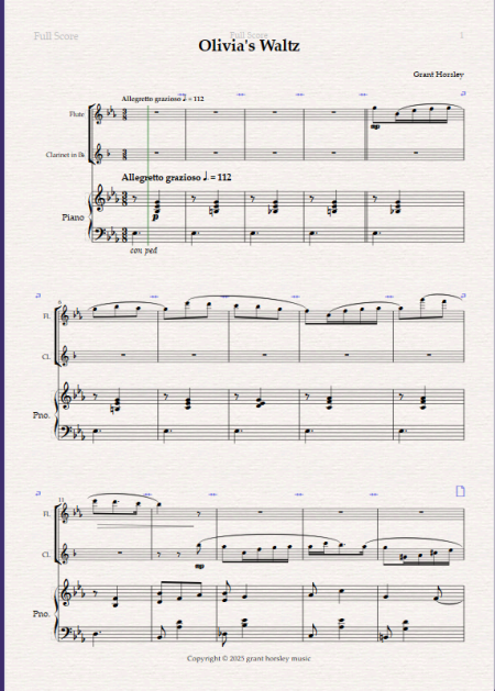 Olivia's Waltz for Flute Clarinet and Piano. - Image 2