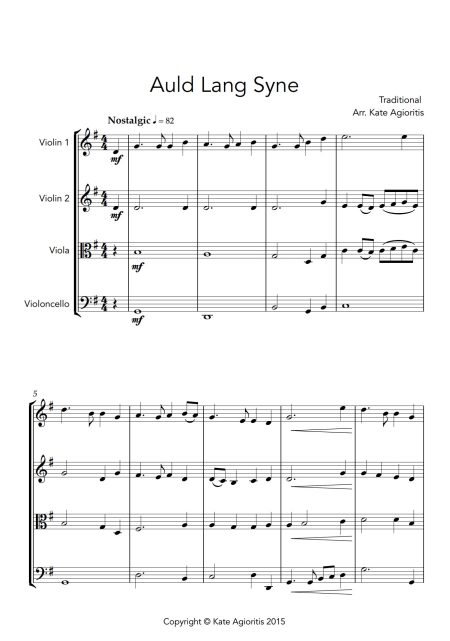 Auld Lang Syne - Jazz Arrangement for String Quartet - Image 2