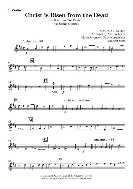 George ELVEY | Christ is Risen | for String Quintet - Image 2