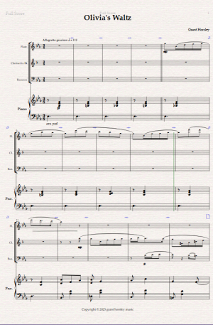 Olivia’s Waltz for Wind Trio and Piano (flute, clarinet and bassoon)