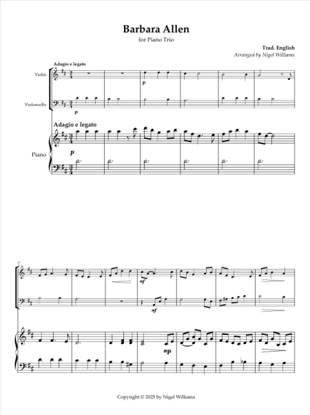 Barbara Allen, for Piano Trio