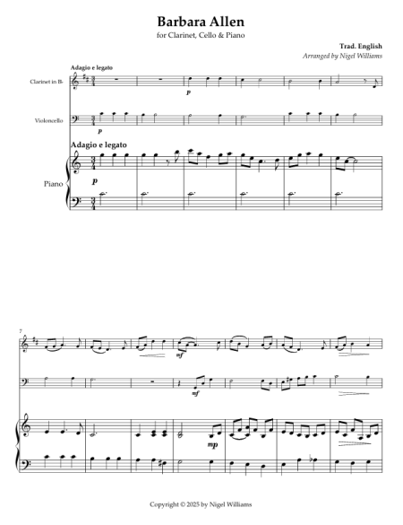 Barbara Allen, for Clarinet, Cello & Piano