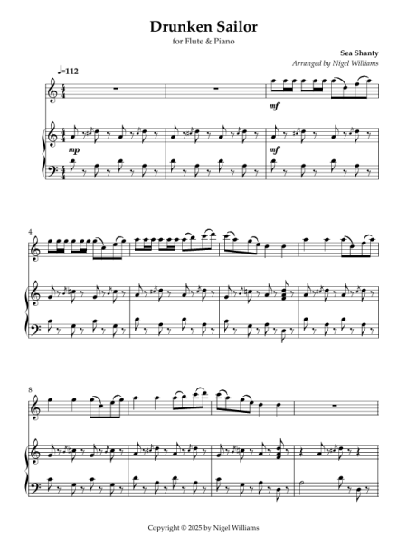 Drunken Sailor, for Flute & Piano