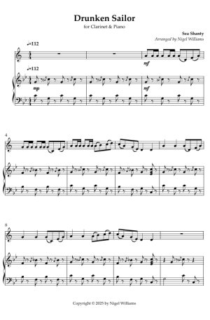 Drunken Sailor, for Clarinet & Piano