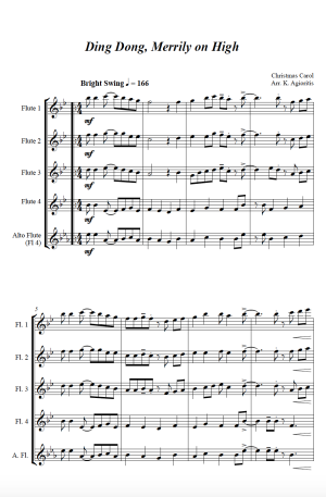Ding Dong Merrily on High – Jazz Carol for Flute Quartet