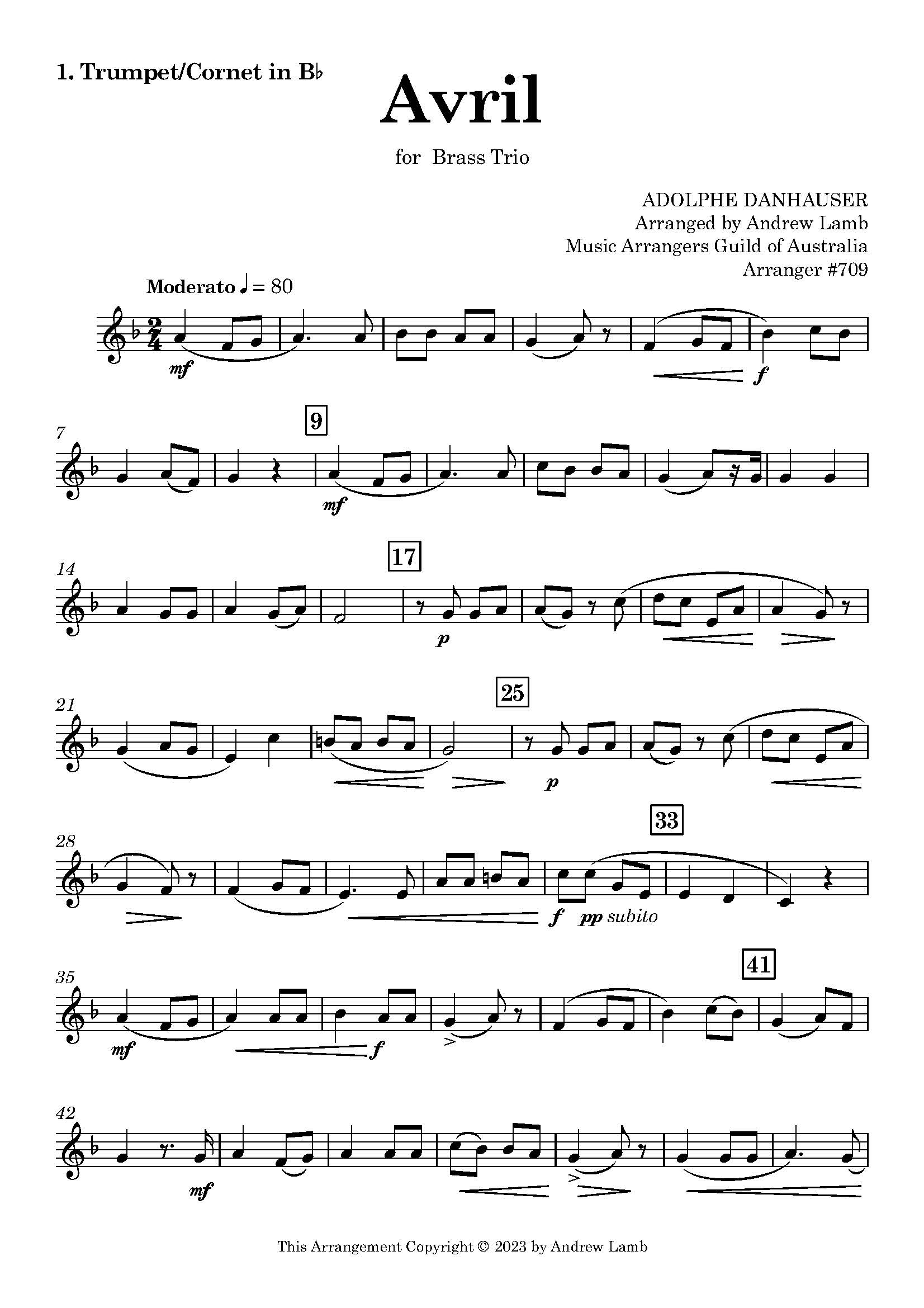 Adolphe Danhauser | Avril | for Brass Trio Adolphe Danhauser | Avril | for Brass Trio - Image 2