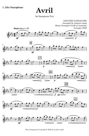 Adolphe Danhauser | Avril | for Saxophone Trio
