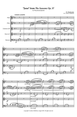 June from The Seasons Op. 37 arranged for Wind Quintet