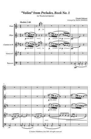 Voiles arranged for Wind Quintet