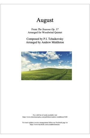 August from The Seasons arranged for Wind Quintet