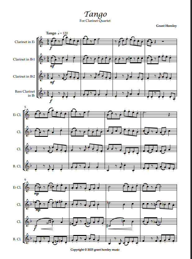 Tango for Clarinet Quartet. ( 2 options- see below in description) - Image 2