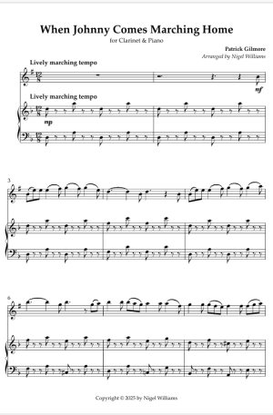When Johnny Comes Marching Home, for Clarinet & Piano