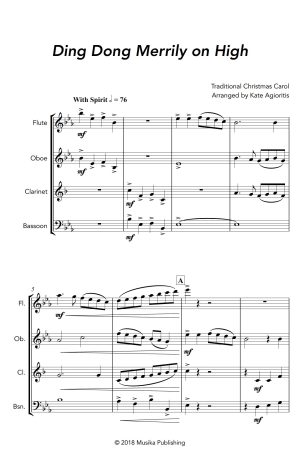 Ding Dong Merrily On High | Woodwind Quartet