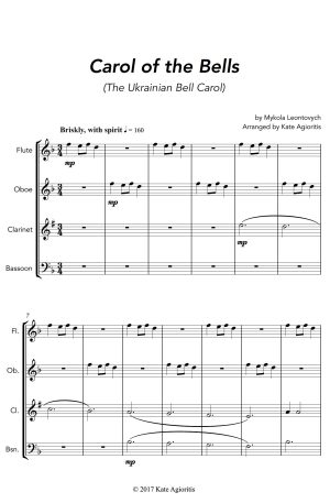 Carol of the Bells (Ukrainian Bell Carol) – Woodwind Quartet