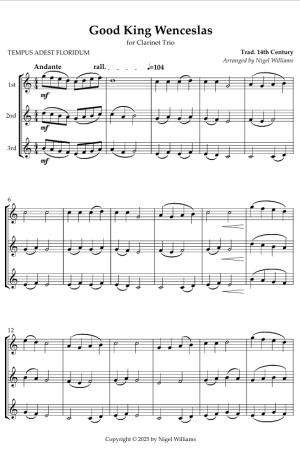 Good King Wenceslas, for Clarinet Trio