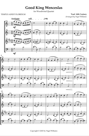 Good King Wenceslas, for Woodwind Quartet