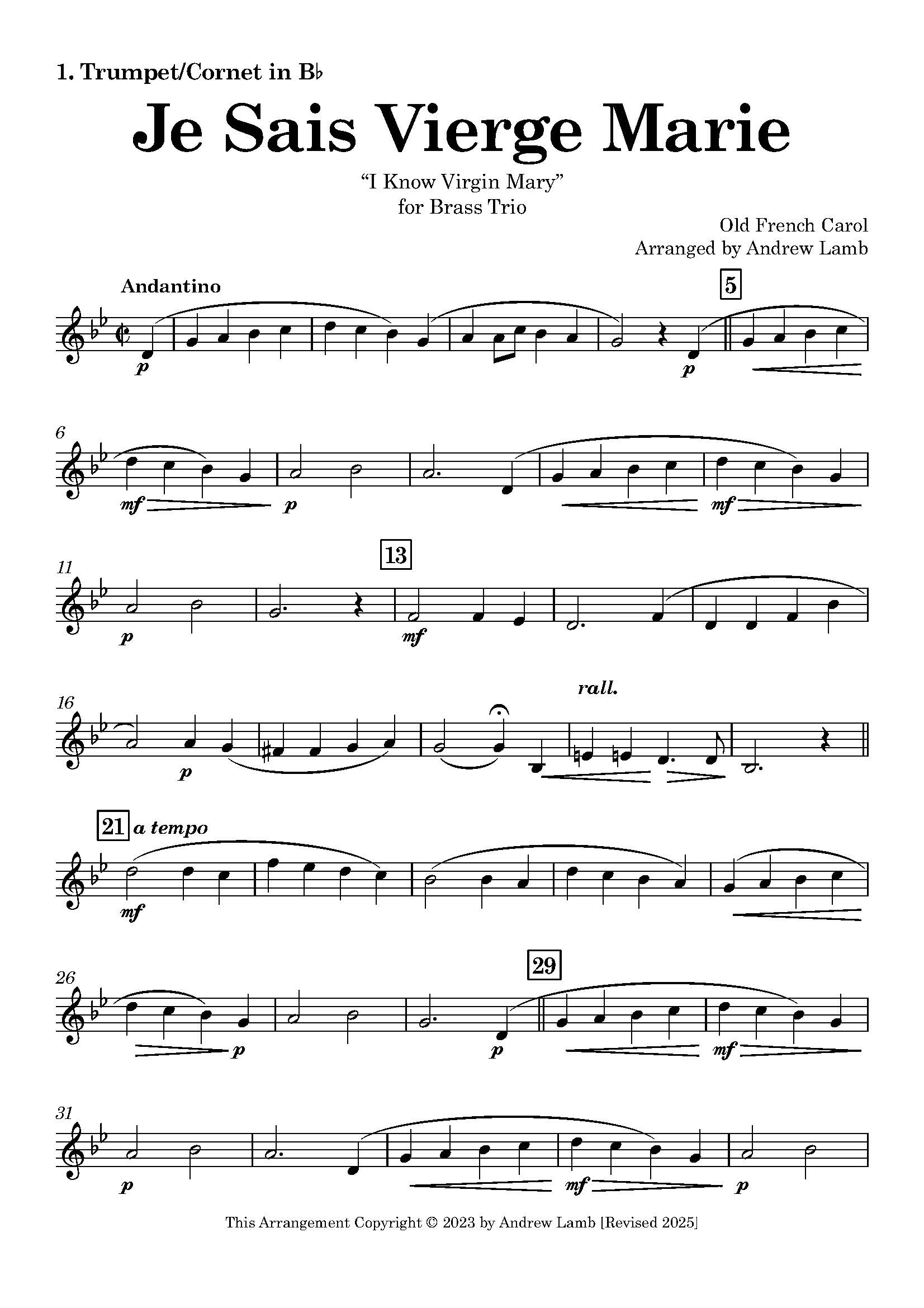 French Carol | Je sais, Vierge Marie! | for Brass Trio French Carol | Je sais, Vierge Marie! | for Brass Trio - Image 2