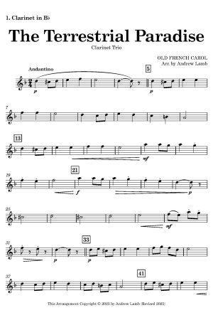 OLD FRENCH CAROL | Le Paradis Terrestre | Clarinet Trio