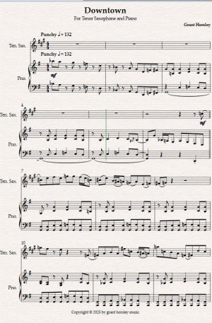 Downtown. A Jazz-Boogie for Tenor Sax and Piano