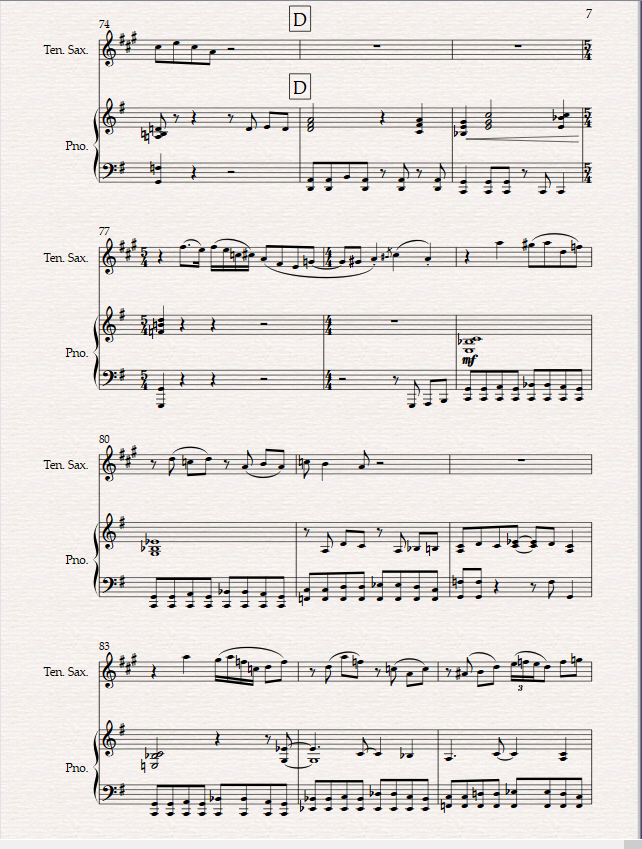 Downtown. A Jazz-Boogie for Tenor Sax and Piano - Image 3