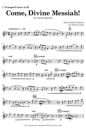 Simon-Joseph Pellegrin | Come, Divine Messiah | for Brass Quartet