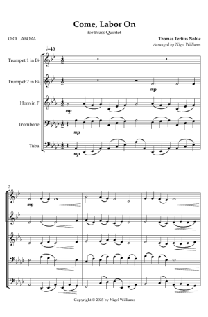 Come, Labor On, for Brass Quintet
