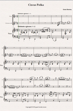 Circus Polka for Flute, Clarinet and Piano.