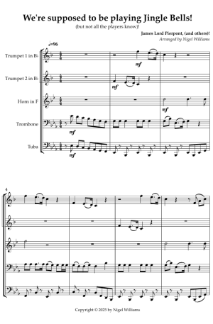 We’re supposed to be playing Jingle Bells!, for Brass Quintet