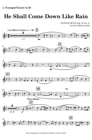 Dudley Buck | He Shall Come Down Like Rain | for Brass Sextet