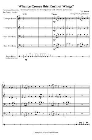 Whence Comes this Rush of Wings? for Brass Quartet with optional percussion