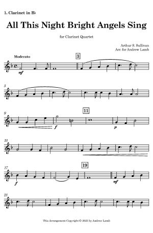 Arthur S. Sullivan | All This Night Bright Angels Sings | for Clarinet Quartet