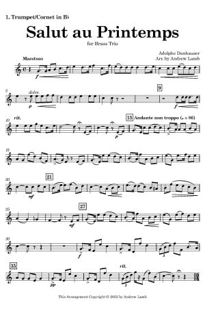 Adolphe Danhauser | Salut au Primtemps | for Trumpet Trio