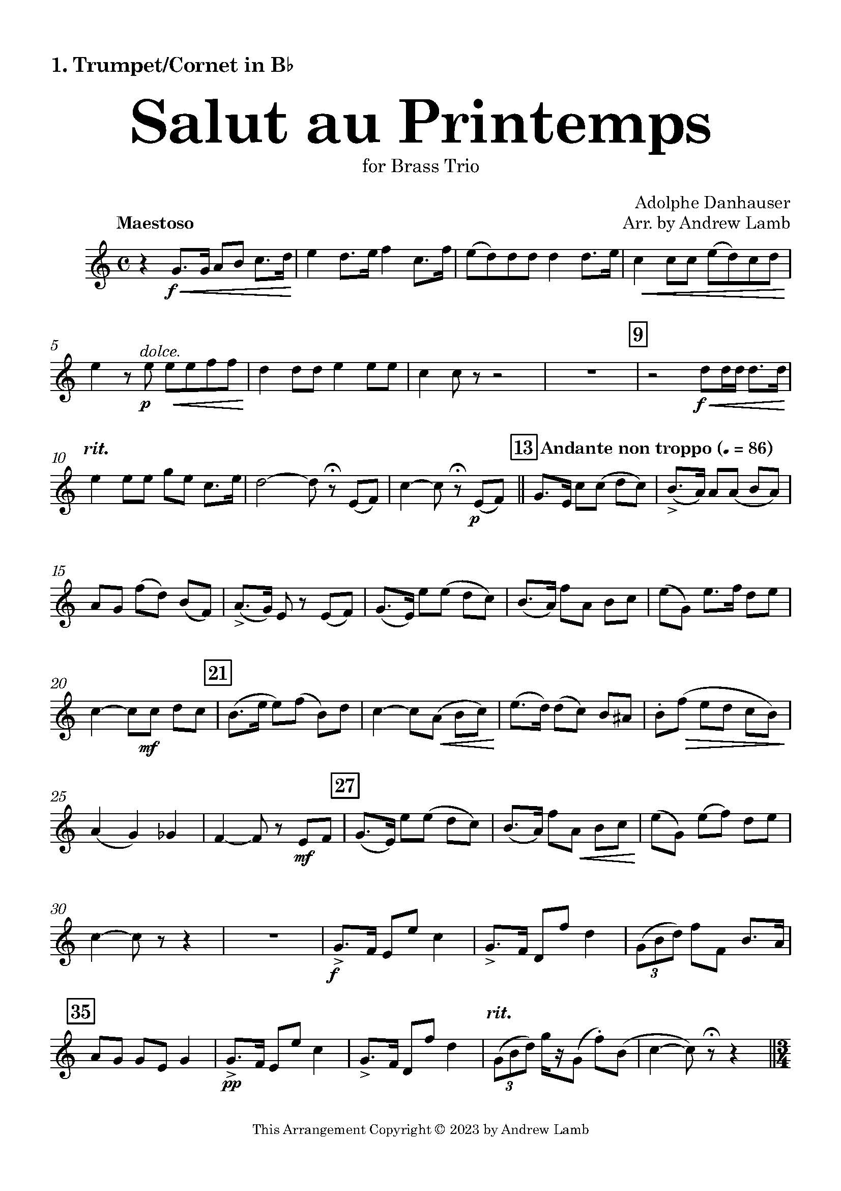 Adolphe Danhauser | Salut au Primtemps | for Trumpet Trio - Image 2