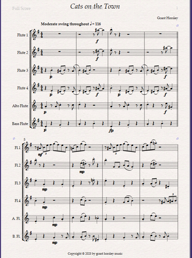 Cats on the Town. Original for Flute Choir. Cats on the Town. Original for Flute Choir. - Image 2