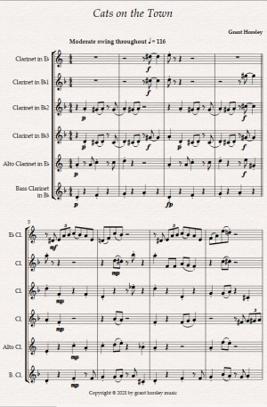 Cats on the Town, Original for Clarinet Choir.