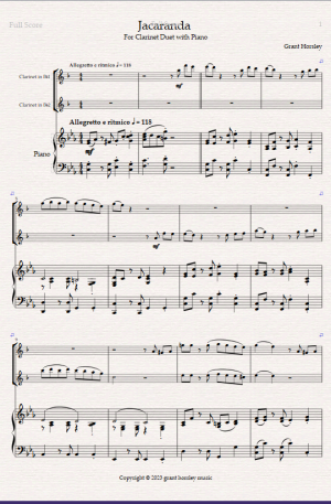 “Jacaranda”. Original Tango for Clarinet Duet and Piano