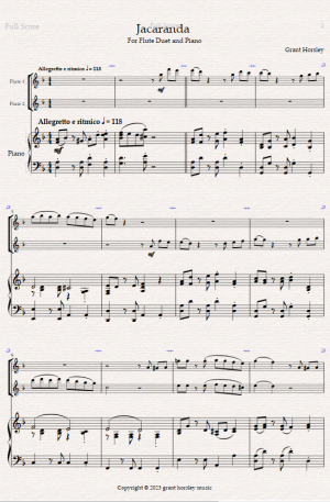 “Jacaranda”. Original Tango for Flute Duet and Piano