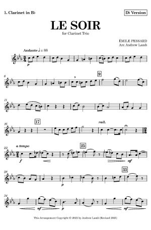 Émile Pessard | Le Soir | for Clarinet Trio