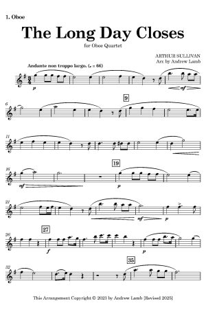 New Releases Arthur Sullivan | The Long Day Closes | Double-Reed Quartet